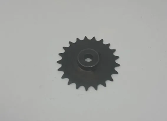 A black plastic gear with a hole in it.